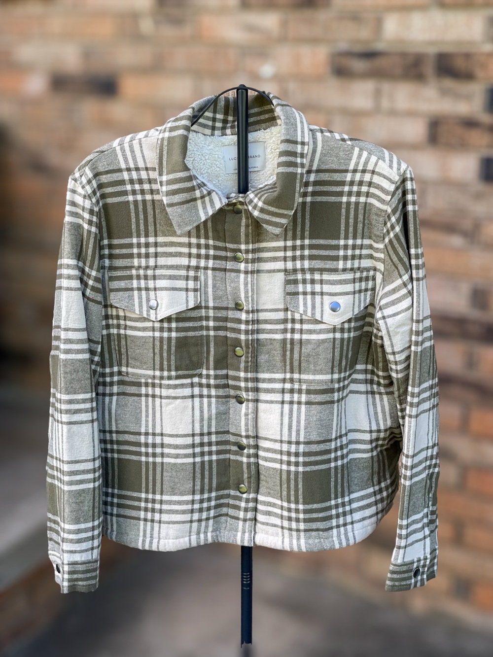 Lucky Brand Green Plaid Sherpa Lined Shacket Jacket Large